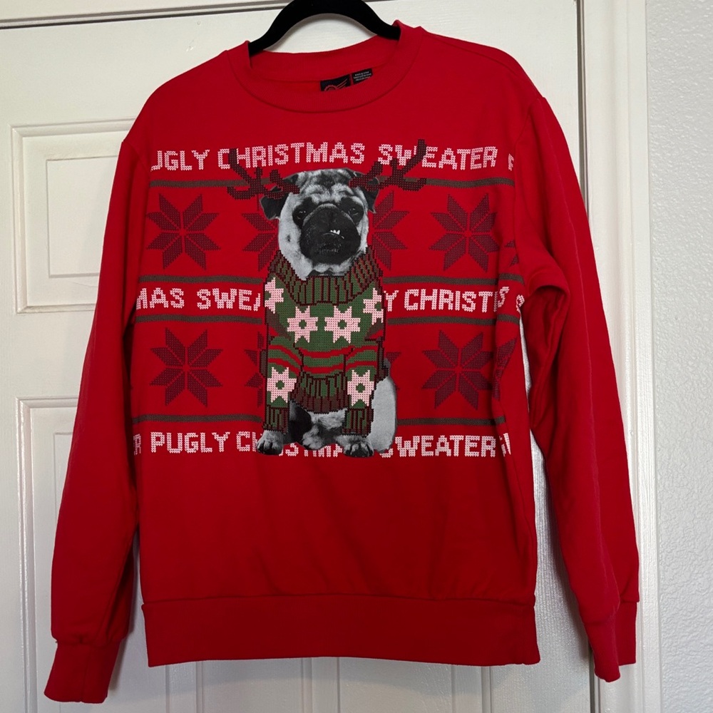 MAD Engine Red Christmas Pug Sweatshirt